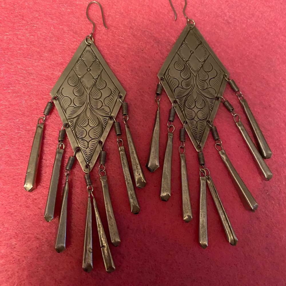 Metal chandelier earrings western boho vintage